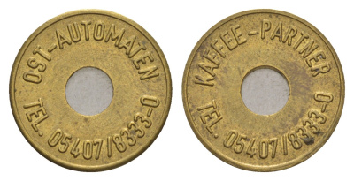 ФРГ жетон для торгового автомата - Coffee Partner ND (1973-1985) диаметр 20 мм, вес 3,5 гр латунь aUNC 4655-721