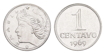 Бразилия 1 сентаво 1969 KM 575.2 нержавеющая сталь UNC 4644-369