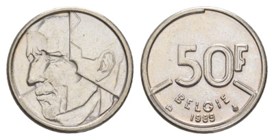 Бельгия 50 франков 1989 Belgie, Бодуэн I (1951-1993) KM 169 никель 4538-1123