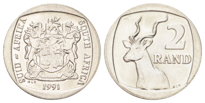 ЮАР 2 ранда 1991 KM 139 медь плакированная никелем UNC 4695-1131