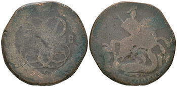 Россия 2 копейки 1758 Елизавета (1741-1762) Биткин 392 медь 221-824