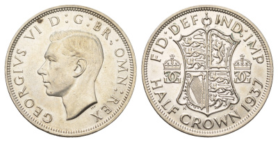 Великобритания 1/2 кроны 1937 Георг VI (1936-1952) KM 856, Spink 4080 серебро aUNC 270-231