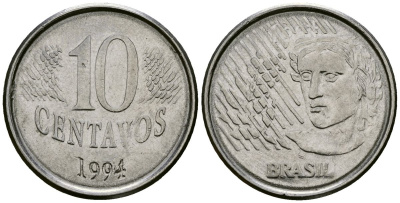 Бразилия 10 сентаво 1994 голова свободы KM 633 нержавеющая сталь 4167-252