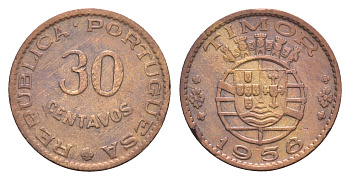 Португальский Тимор 30 сентаво 1958 год-тип KM 11 бронза 413-1315