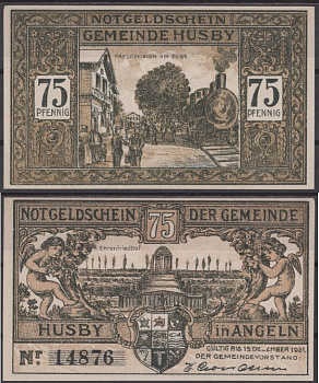 Хусби 75 пфеннигов 1921 бумага UNC (пресс) 8595-18-3-1