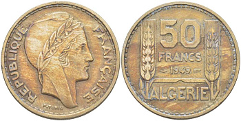 Алжир, Французский 50 франков 1949 KM 92 медно-никель 4514-553