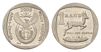 ЮАР 1 ранд 2008 KM 444 медь плакированная никелем 4627-517