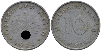 ГЕРМАНИЯ 10 РЕЙХСПФЕННИГОВ 1941 J KM 101, J. 371 цинк 4401-754