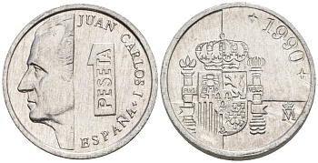 Испания 1 песета 1990 M, Хуан Карлос I (1975-2014) KM 832 алюминий 4602-1144