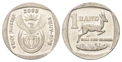 ЮАР 1 ранд 2003 KM 332 медь плакированная никелем 4627-363