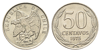 Чили 50 сентаво 1975 KM 206 медно-никель aUNC 4688-321