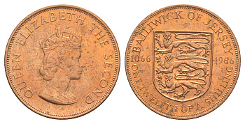 Джерси 1/12 шиллинга 1966 900 лет Нормандскому завоеванию KM 26 бронза UNC 4634-246