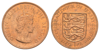 Джерси 1/12 шиллинга 1966 900 лет Нормандскому завоеванию KM 26 бронза UNC 4634-246