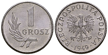 Польша 1 грош 1949 Y 39 алюминий 4164-954