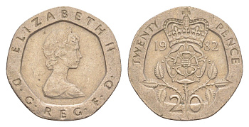 Великобритания 20 пенсов 1982 Елизавета II (1952-2022) KM 931, Spink 4230 (G1) медно-никель 4639-825