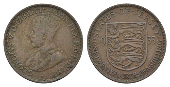 Джерси 1/24 шиллинга 1933 KM 15 бронза 4622-523