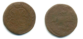 РОССИЯ 1 КОПЕЙКА 1759 медь 61-631