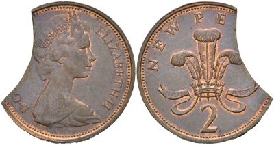 Великобритания 2 пенса ND (1971-1981) Елизавета II (1952-2022), брак кружка KM 916, Spink 4235 (C1) бронза 4563-724