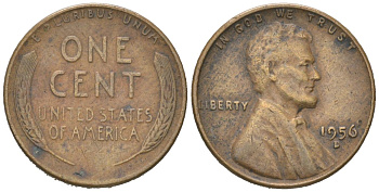 США 1 цент 1956 D, Авраам Линкольн KM 132 бронза 192-945