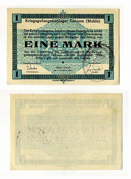 Германия 1 марка 1916 Голцерн (Мюльде), лагерь военнопленных, без водяных знаков C-3015 бумага UNC (пресс) 504-77-2-2