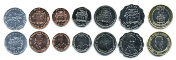Ямайка лот из 7 монет 1991-2006 (1, 5, 10 центов, 1, 5, 10, 20 долларов) UNC 181-1051-1057