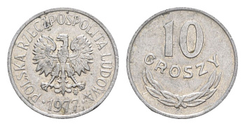 Польша 10 грошей 1977 Y AA47 алюминий 4625-133