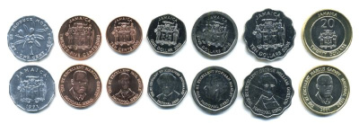 Ямайка лот из 7 монет 1991-2006 (1, 5, 10 центов, 1, 5, 10, 20 долларов) UNC 181-1051-1057