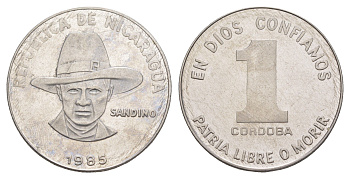 Никарагуа 1 кордоба 1985 KM 43a сталь плакированная никелем UNC 4641-352