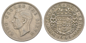 Новая Зеландия 1/2 кроны 1949 Георг VI (1936-1952) KM 19 медно-никель 25-743