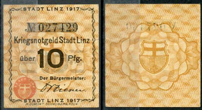 Германия, Линц-на-Рейне 10 пфеннигов 1920 нотгельд, 1.7.1920 Tieste 4140/70 бумага UNC (пресс) 8614-42-2-1