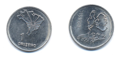 Бразилия 1 крузейро 1972 150 лет независимости KM 582 никель aUNC 51-5714