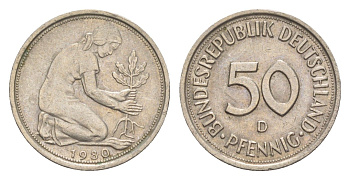 ФРГ 50 пфеннигов 1980 D KM 109.2, J. 384a медно-никель 4632-221