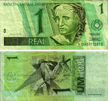 БРАЗИЛИЯ 1 РЕАЛ 1997- СЕРИЯ B0365073287B, ПОДПИСЬ 39 Pick 243Ае бумага VF 8615-30-2-1