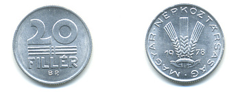 ВЕНГРИЯ 20 ФИЛЛЕРОВ 1978 НАРОДНАЯ РЕСПУБЛИКА (1949-1989) KM 573 алюминий UNC 93-135
