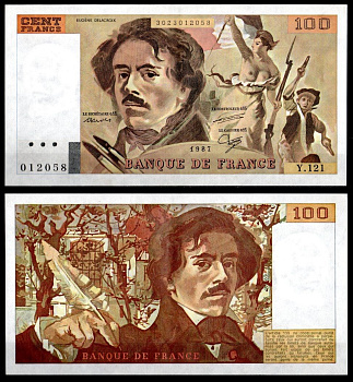 Франция 100 франков 1987 Pick 154 c бумага aUNC 7222-61-2-1