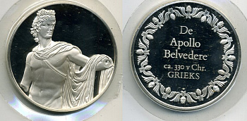 Нидерланды медаль ND Аполлон, 51,8 грамм серебро PROOF 00-00