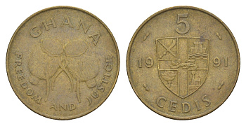 Гана 5 седи 1991 KM 33 сталь плакированная латунью 1530-1223