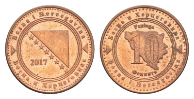 Босния и Герцеговина 10 фенингов 2017 KM 115 сталь плакированная медью aUNC 4649-226
