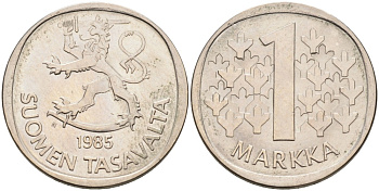 ФИНЛЯНДИЯ 1 МАРКА 1985 N KM 49a медно-никель 4563-534