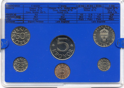 Швеция набор монетного двора из 6 монет 1979 в пластике Карл XVI Густав (1973- ) KM MS11 UNC 4-3-6-110