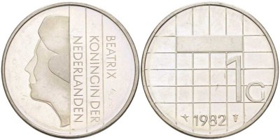 Нидерланды 1 гульден 1982 Беатрикс (1980-2013) KM 205 никель 213-941