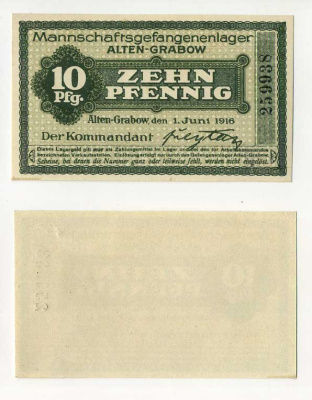 Германия 10 пфеннигов 1916 Альтенграбов, лагерь военнопленных C-2656 бумага UNC (пресс) 504-63-3-2