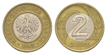 Польша 2 злотых 1995 Y 283 биметалл 4381-924