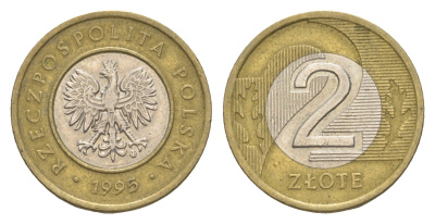 Польша 2 злотых 1995 Y 283 биметалл 4381-924