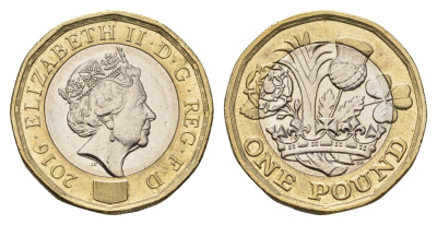 Великобритания 1 фунт 2016 Елизавета II (1952-2022) KM 1378, Spink J39 биметалл 4675-736
