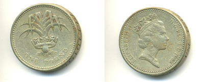 Великобритания 1 фунт 1985 Елизавета II (1952-2022) KM 941, Spink 4331 никель латунь 59-115