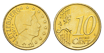 Люксембург 10 евроцентов 2011 KM 89 нордик UNC 4602-622