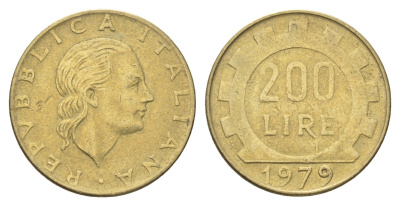 Италия 200 лир 1979 R, шестерня KM 105 алюминиевая бронза 4704-844