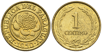Парагвай 1 сентимо 1950  KM 20 алюминиевая бронза  aUNC  220-1031