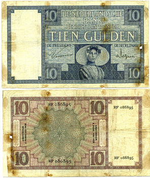 НИДЕРЛАНДЫ 10 ГУЛЬДЕНОВ 1929 Pick 43b бумага 7523-38-2